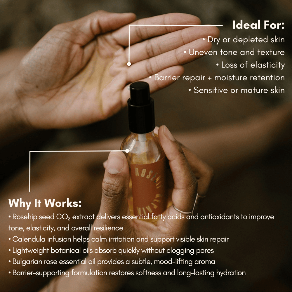 Rosehip Repair Face & Body Oil - Nourishing serum for radiant skin, perfect for face and body care.