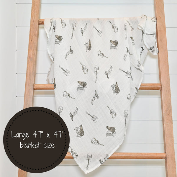 Chello There Baby Muslin Music Swaddle Blanket - MOOGCO Baby