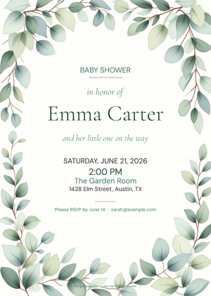 invitation botanical sage