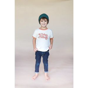 It Takes a Village Ringer Tee for Kids in Organic Cotton