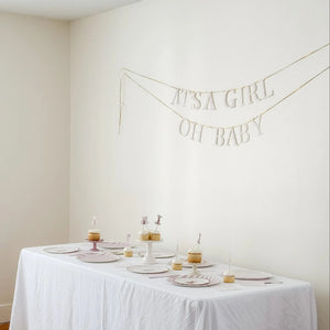 It’s a Girl & Oh Baby Pink Baby Shower Banner – Gold Foil