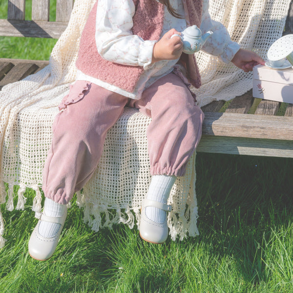 Girls Pearly Ivory Leather Walker Shoes - MOOGCO Baby