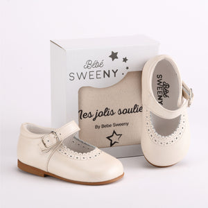 Girls Pearly Ivory Leather Walker Shoes - MOOGCO Baby