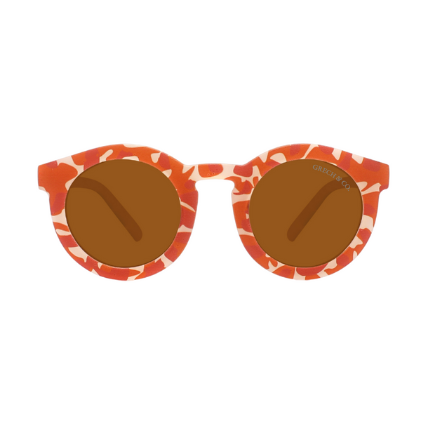 Classic sustainable baby sunglasses, bendable and polarized, perfect for ages 0-2, shown at a 25-degree angle.