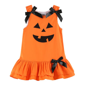 Jack-O-Lantern Pumpkin Halloween Ruffle Dress