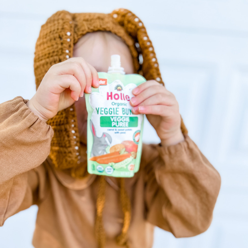 Organic Veggie Purée - Veggie Bunny in a convenient pouch for healthy baby meals.