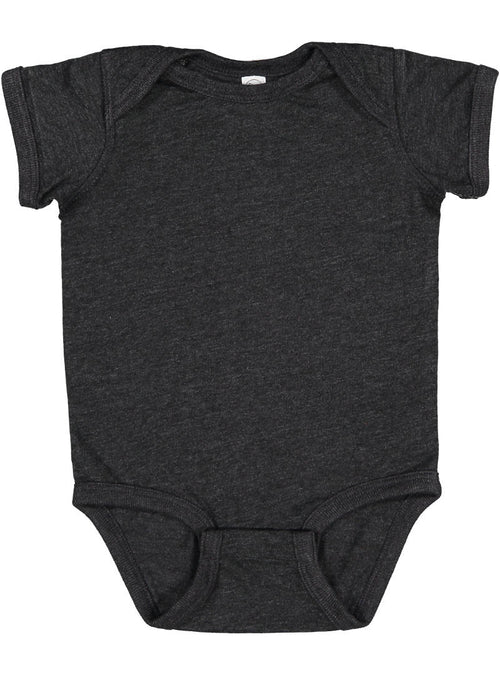Short sleeve jersey bodysuit for babies, angle view showcasing soft fabric and cute design. Perfect for everyday wear.