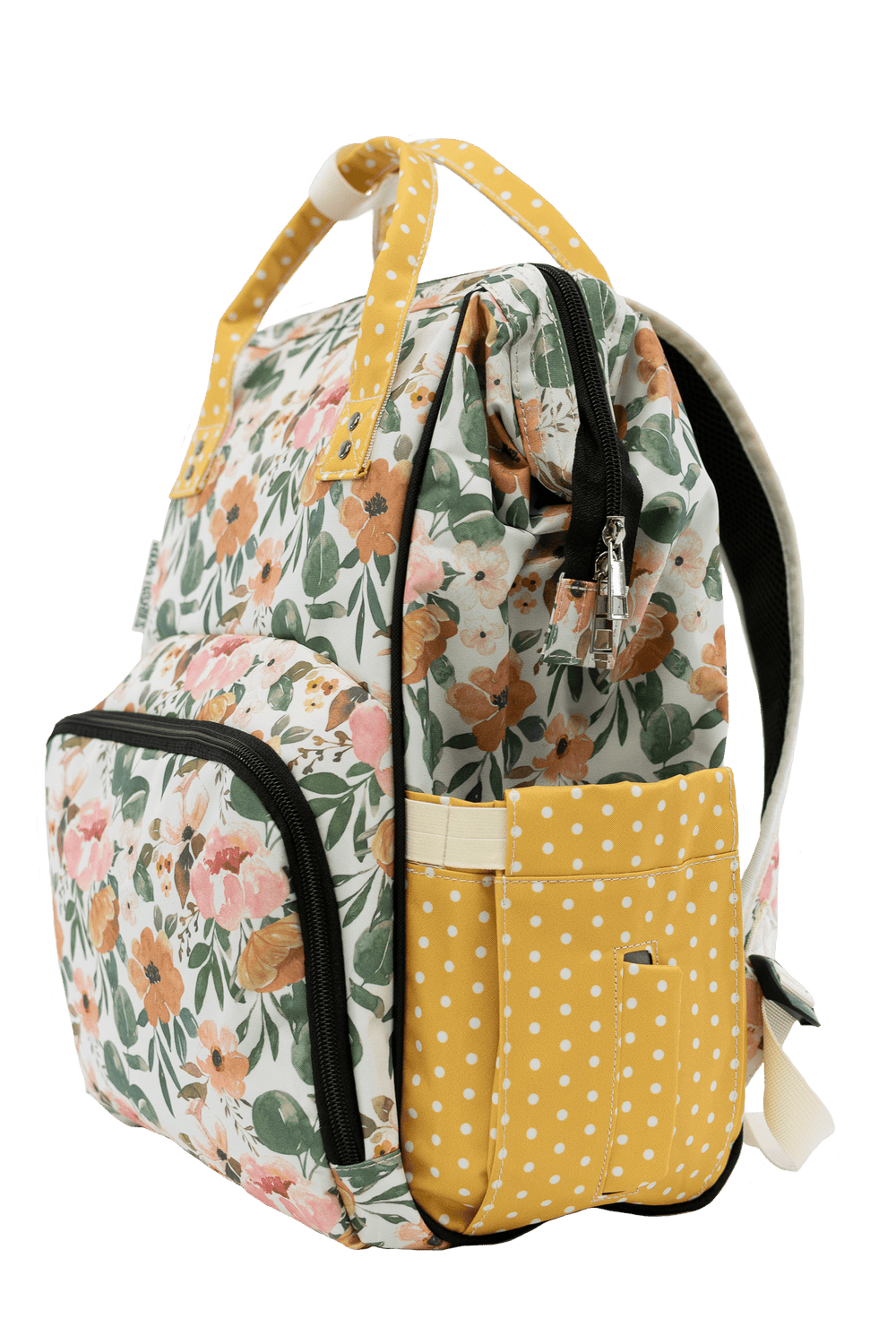 Josie Floral & Mustard Dot - Diaper Bag - MOOGCO Baby