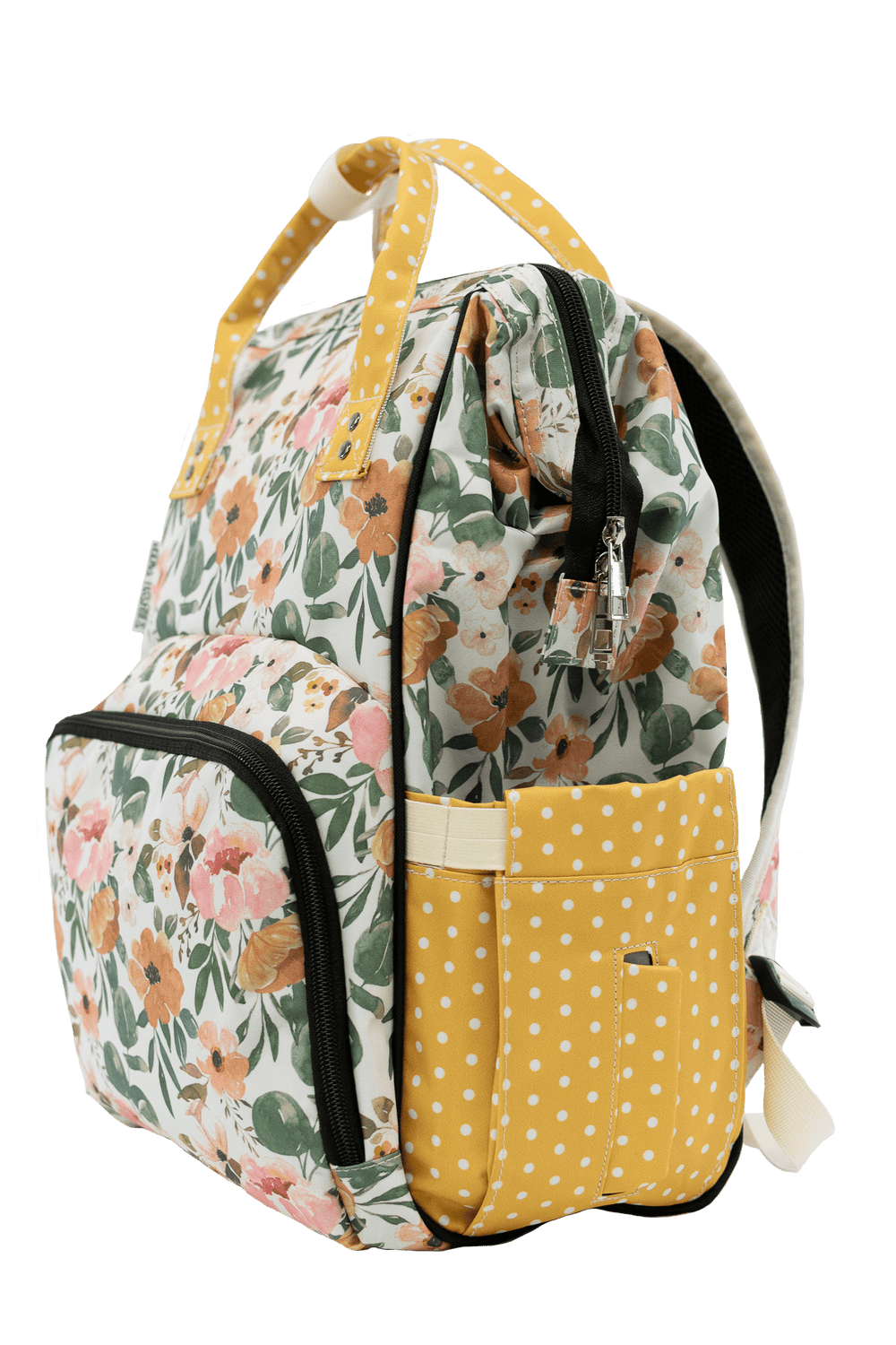 Josie Floral & Mustard Dot - Diaper Bag