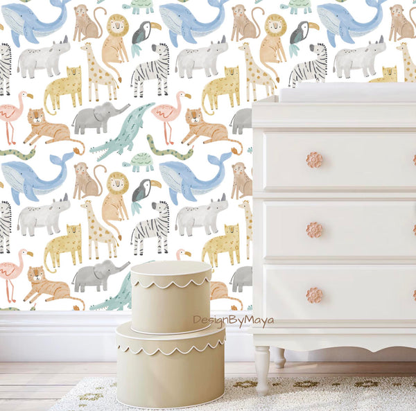 DesignByMaya Arctic Animals Peel and Stick Wallpaper 2 ft Panels
