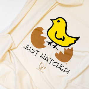 Just Hatched Organic Cotton Long Sleeve Romper, Hat & Blanket Gift Set