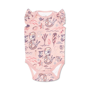 KeFe Flutter Sleeve Onesie in Pink Mermaid for babies - cute sleeveless bodysuit for stylish comfort.
