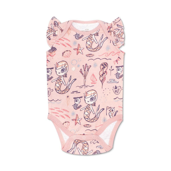 KeFe Flutter Sleeve Onesie in Pink Mermaid for babies - cute sleeveless bodysuit for stylish comfort.