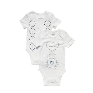 Baby Massage Me! Onesie for 0-6 months, shown from angle 2, soft fabric, perfect for comfort and style.