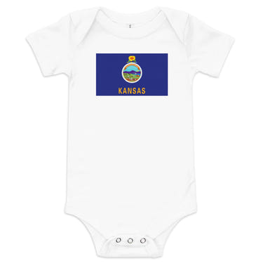 Kansas Flag Baby Onesie - Cute short sleeve bodysuit for infants featuring the Kansas state flag design.