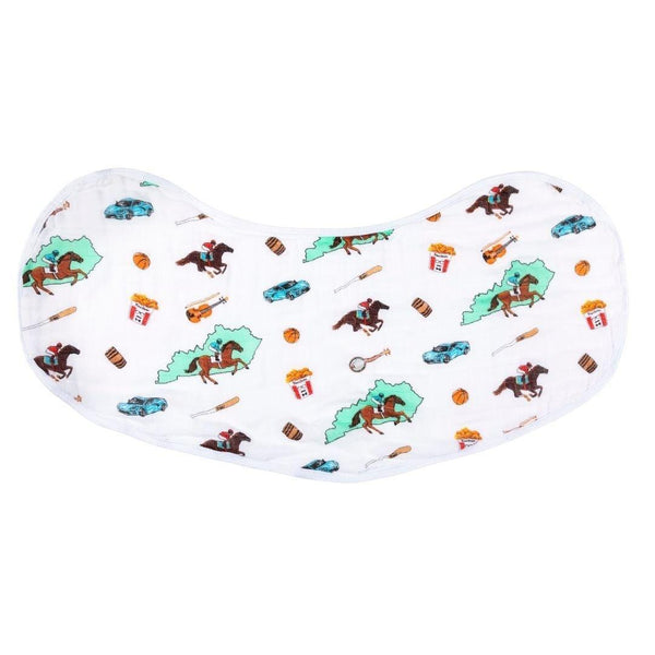 Gift Set: Kentucky Baby Muslin Swaddle Blanket and Burp Cloth/Bib Combo Hospital Coming Home Essential