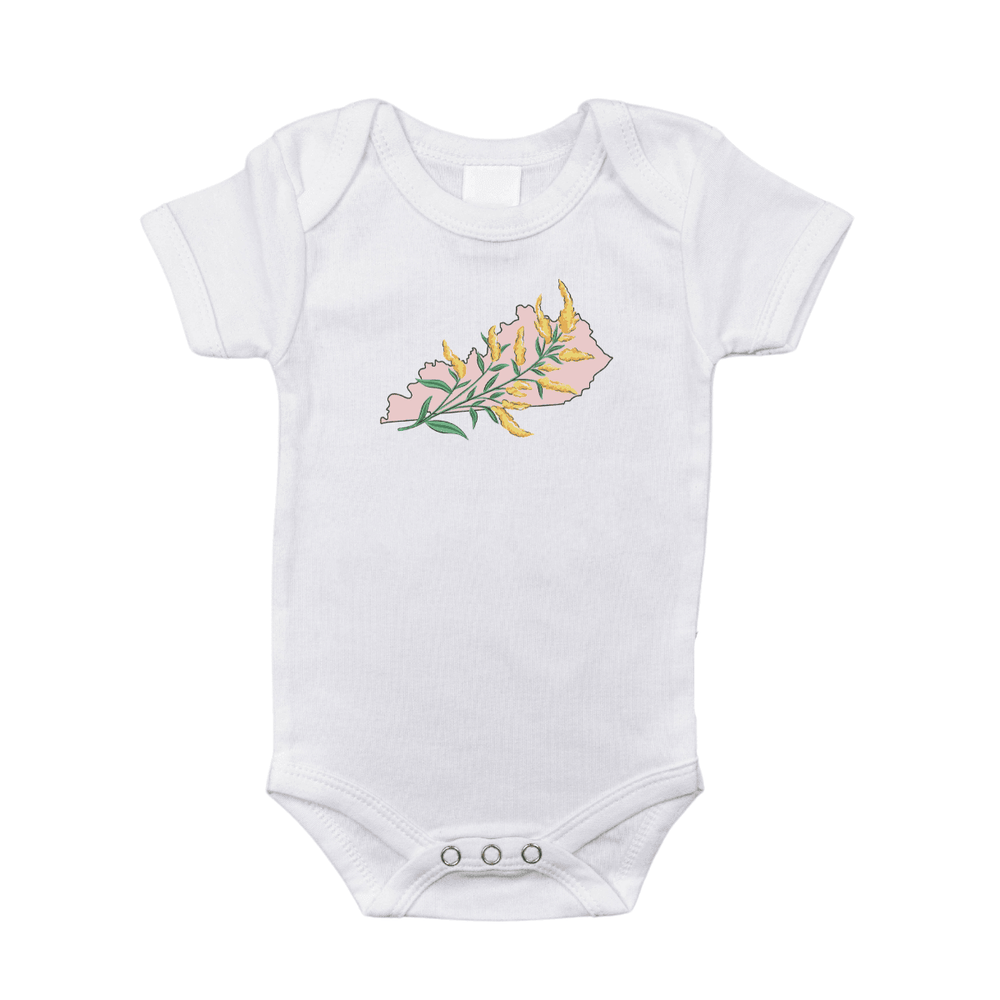 Kentucky Goldenrod Baby Onesie - Short Sleeve Bodysuit for infants, featuring a vibrant golden yellow color.