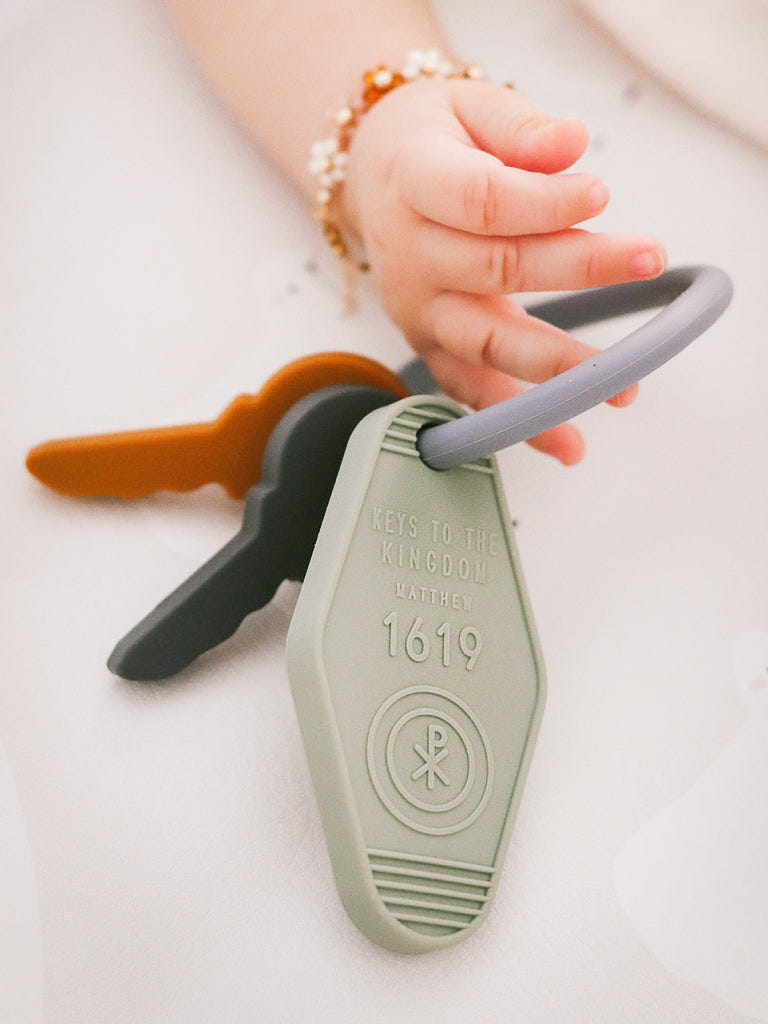 Keys to the Kingdom Silicone Teethers for babies, colorful and safe for soothing gums during teething.