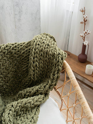 Chunky Knit Blanket in Khaki