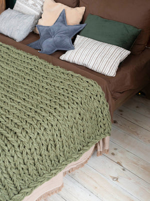 Chunky Knit Blanket in Khaki