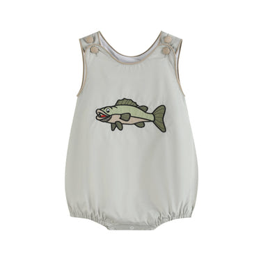 Khaki Green Fish Bubble Romper for babies, perfect for playtime and comfort in toys and entertainment.