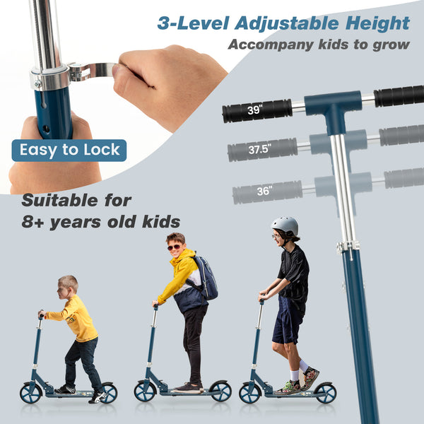 Folding Aluminum Alloy Scooter with 3 Adjustable Heights for Kids