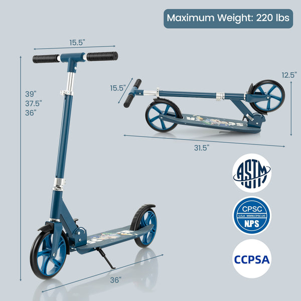 Folding Aluminum Alloy Scooter with 3 Adjustable Heights for Kids