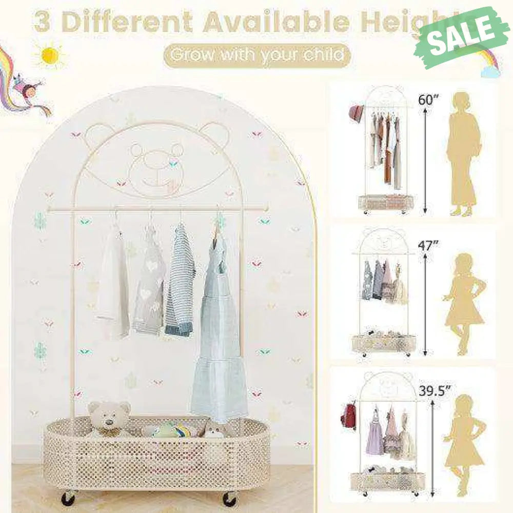Clothes Rack 3 Adjustable Heights Wheels Safe Corners