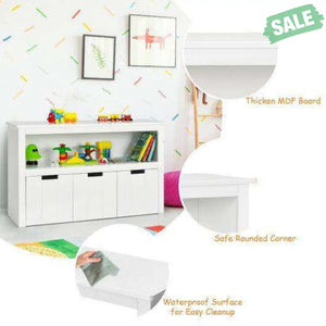 Kid Toy Storage Cabinet 3 Drawer Chest with Wheels Large Storage Cube Shelf Kids Storage