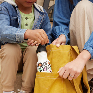 12oz Kid's Classic bottle with Flip Seal Sport Cap, angled view showcasing vibrant design and functionality.
