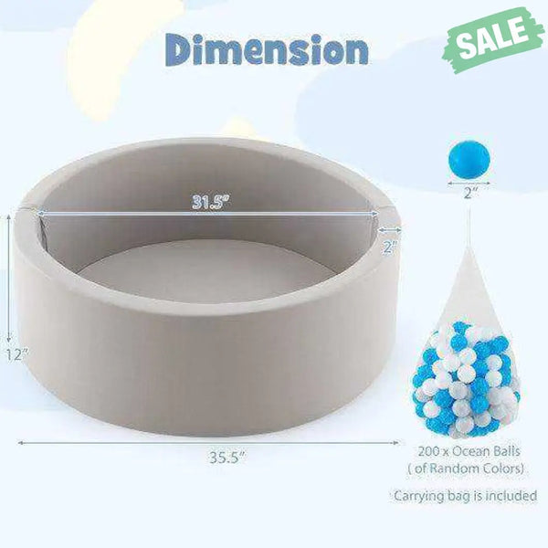 Kiddie Baby Playpen with 200 Ocean Balls and Storage Bag-Gray Baby Playpen & Playards