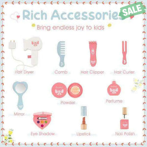 Kids 2-in-1 Princess Makeup Table and Chair Set with Removable Mirror-White Kids Vanities