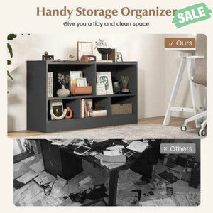 Kids 2-Shelf Bookcase 5-Cube Wood Toy Storage Cabinet Organizer-White White Kids Storage