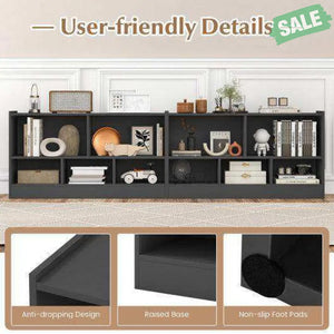 Kids 2-Shelf Bookcase 5-Cube Wood Toy Storage Cabinet Organizer-White White Kids Storage