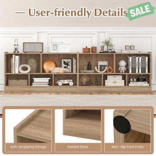 Kids 2-Shelf Bookcase 5-Cube Wood Toy Storage Cabinet Organizer-White White Kids Storage