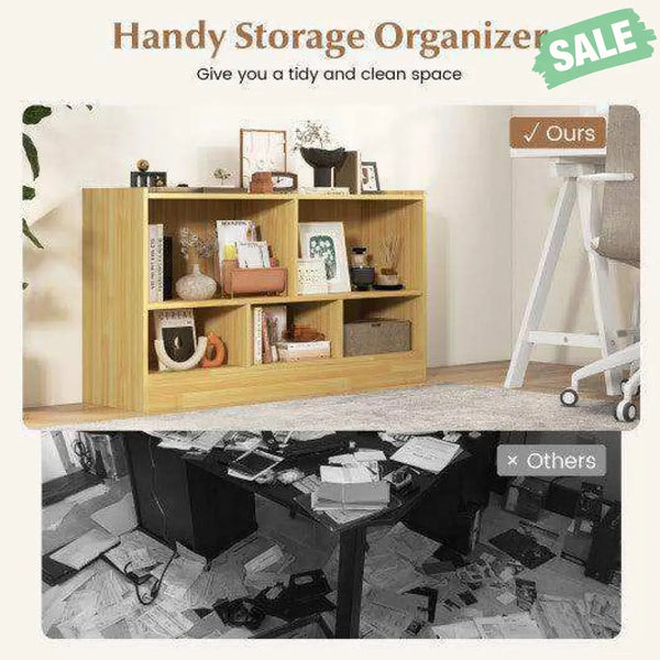 Kids 2-Shelf Bookcase 5-Cube Wood Toy Storage Cabinet Organizer-White White Kids Storage