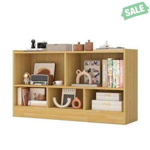 Kids 2-Shelf Bookcase 5-Cube Wood Toy Storage Cabinet Organizer-White White Kids Storage