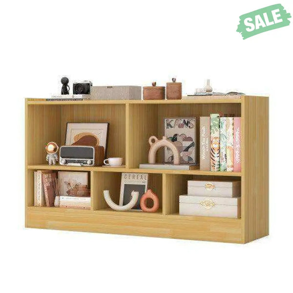 Kids 2-Shelf Bookcase 5-Cube Wood Toy Storage Cabinet Organizer-White White Kids Storage