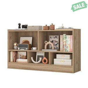 Kids 2-Shelf Bookcase 5-Cube Wood Toy Storage Cabinet Organizer-White White Kids Storage