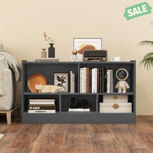 Kids 2-Shelf Bookcase 5-Cube Wood Toy Storage Cabinet Organizer-White White Kids Storage