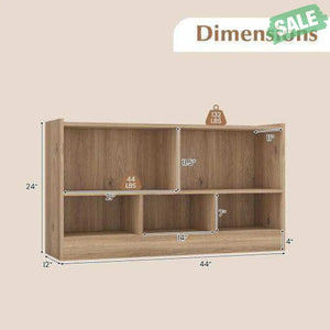 Kids 2-Shelf Bookcase 5-Cube Wood Toy Storage Cabinet Organizer-White White Kids Storage