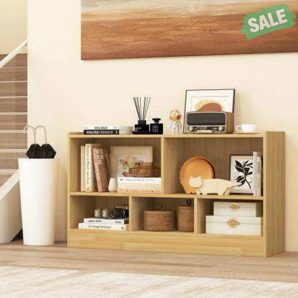 Kids 2-Shelf Bookcase 5-Cube Wood Toy Storage Cabinet Organizer-White White Kids Storage