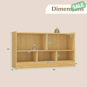 Kids 2-Shelf Bookcase 5-Cube Wood Toy Storage Cabinet Organizer-White White Kids Storage