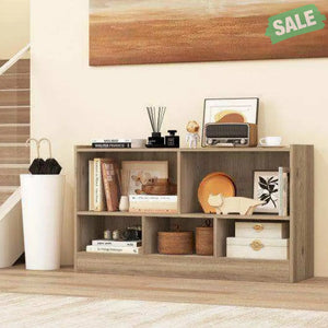 Kids 2-Shelf Bookcase 5-Cube Wood Toy Storage Cabinet Organizer-White White Kids Storage