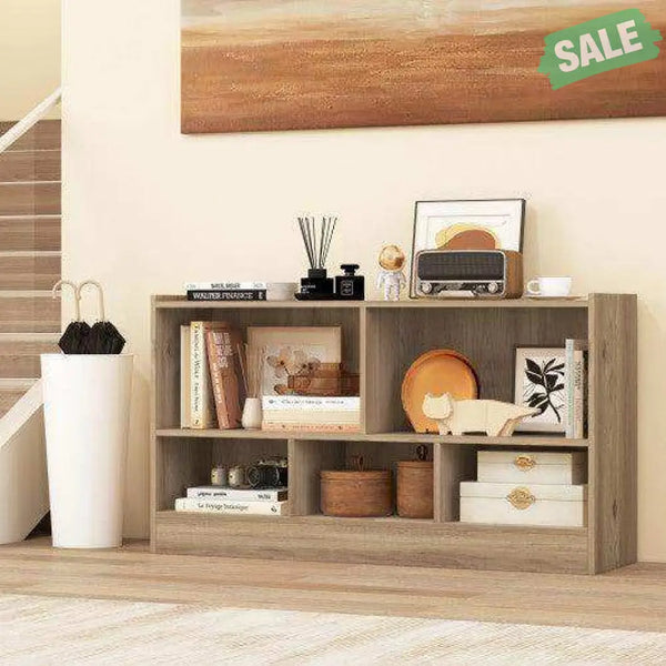 Kids 2-Shelf Bookcase 5-Cube Wood Toy Storage Cabinet Organizer-White White Kids Storage