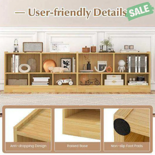 Kids 2-Shelf Bookcase 5-Cube Wood Toy Storage Cabinet Organizer-White White Kids Storage