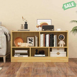 Kids 2-Shelf Bookcase 5-Cube Wood Toy Storage Cabinet Organizer-White White Kids Storage