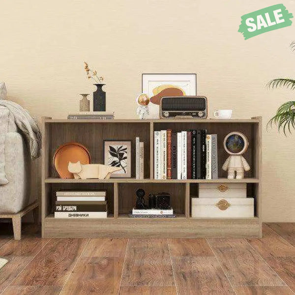 Kids 2-Shelf Bookcase 5-Cube Wood Toy Storage Cabinet Organizer-White White Kids Storage