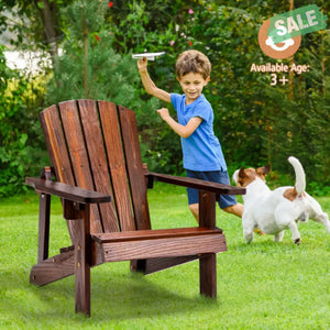 Kid’s Adirondack Chair with High Backrest and Arm Rest-Coffee Kids Chairs & Seating