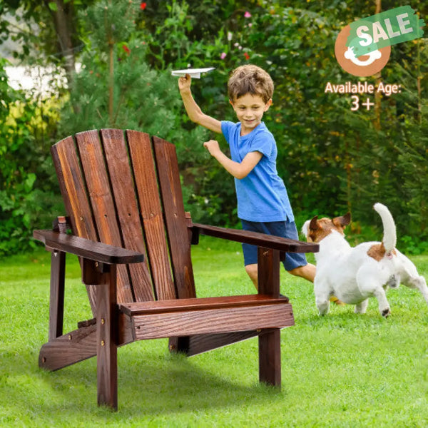 Kid’s Adirondack Chair with High Backrest and Arm Rest-Coffee Kids Chairs & Seating